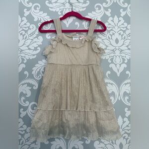 Zara Metallic Ruffle Neckline Layered Dress‎